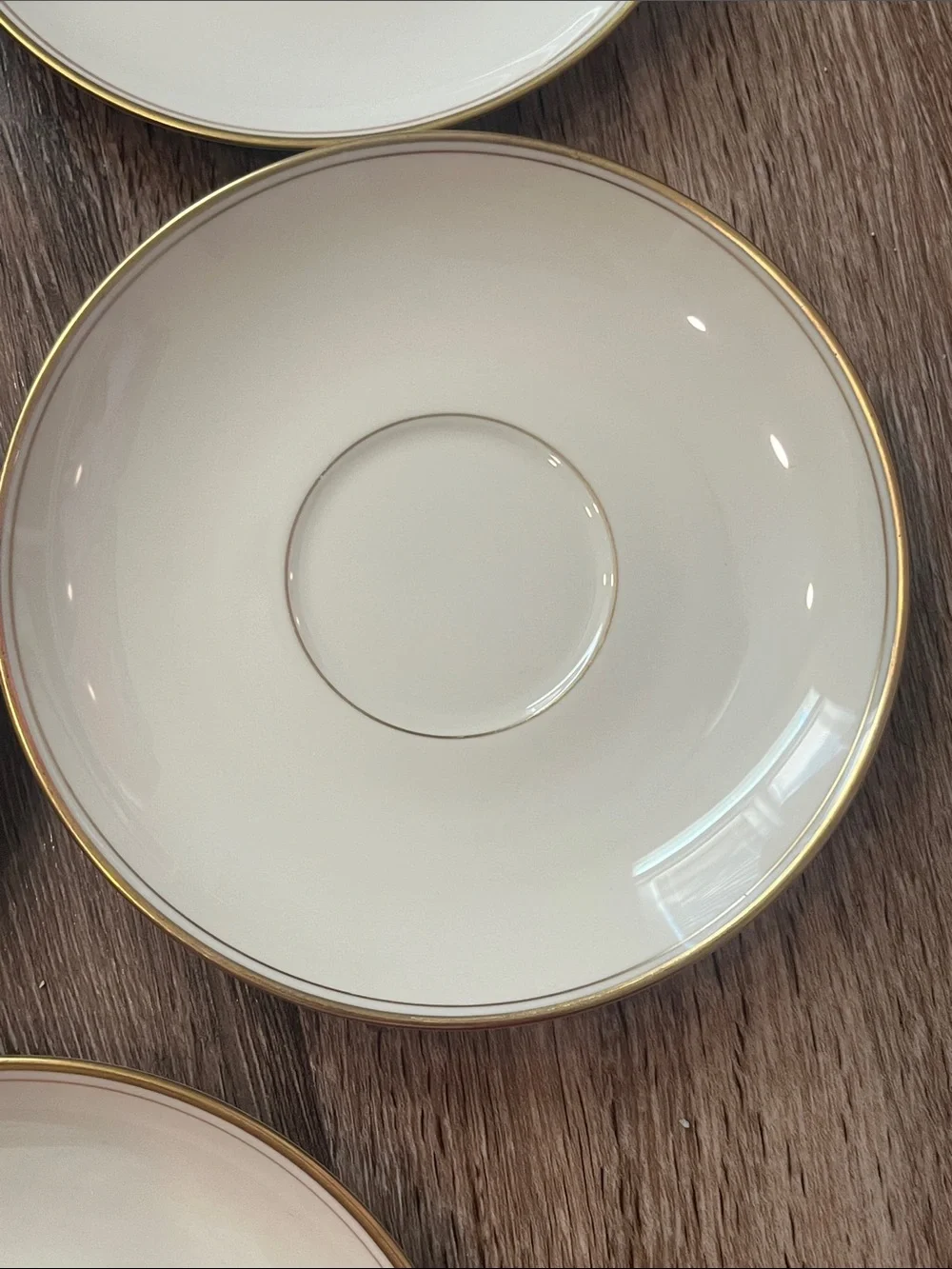 Vintage Franciscan Porcelain Saucers with Gold Rim - Set of 7